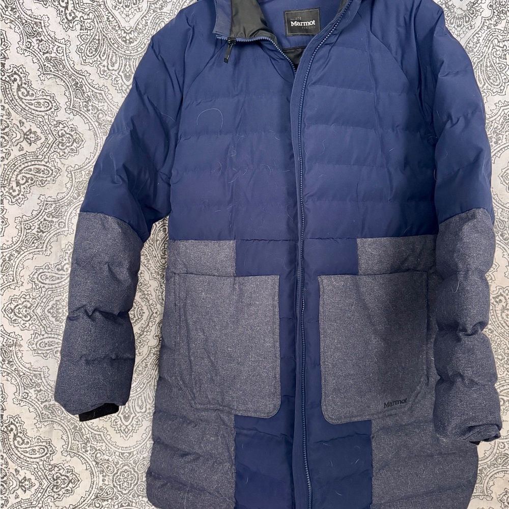 Marmot Women's Blue and Gray Puffer Jacket